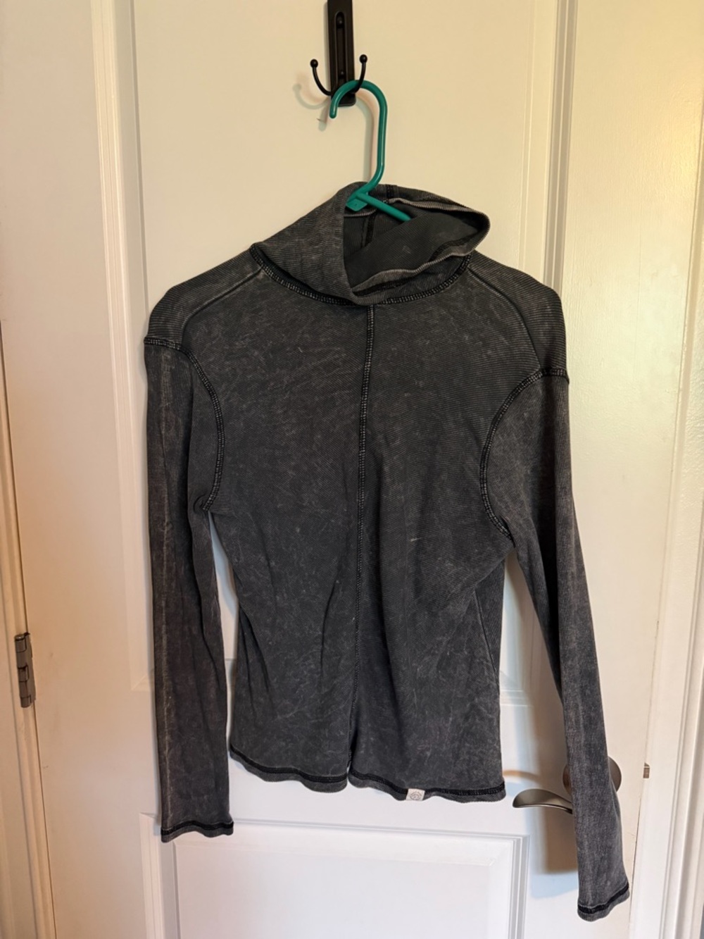 Ces Femme Charcoal Ribbed Hooded Top